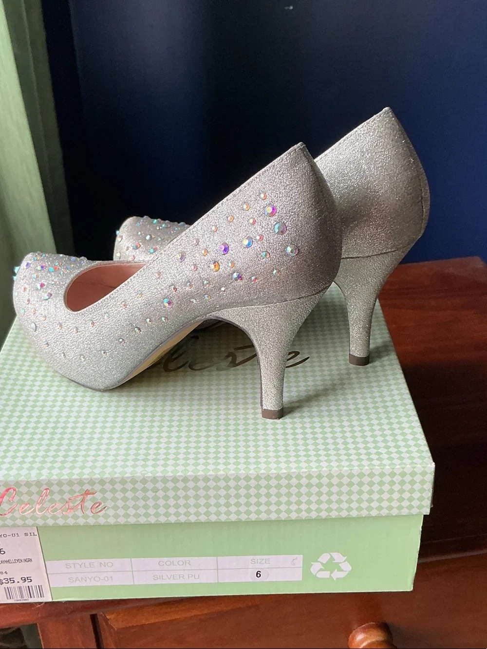 Celeste Silver Rhinestone Platform Pumps - Picture 2 of 4